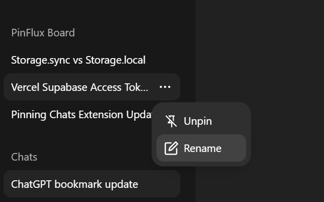 Pinned Chats in Sidebar